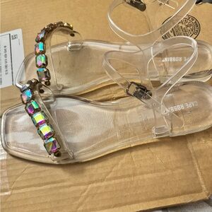 clear jelly sandals with rhinestones